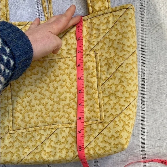 Handmade Yellow Patterned Tote Bag. - Picture 12 of 13